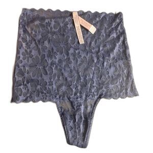 VICTORIA SECRET BODY BY VICTORIA LACE HIGH RISE THONG PANTY FLORAL XS NWT